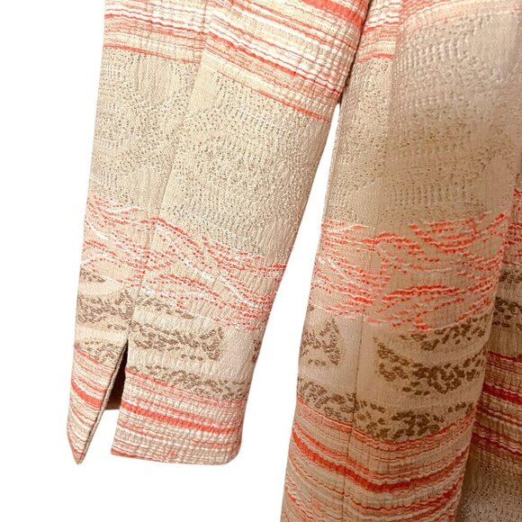 Basler Luxury Blazer Peach Irridescent Duster Snap Button Collarless Womens 8 US - Picture 4 of 13